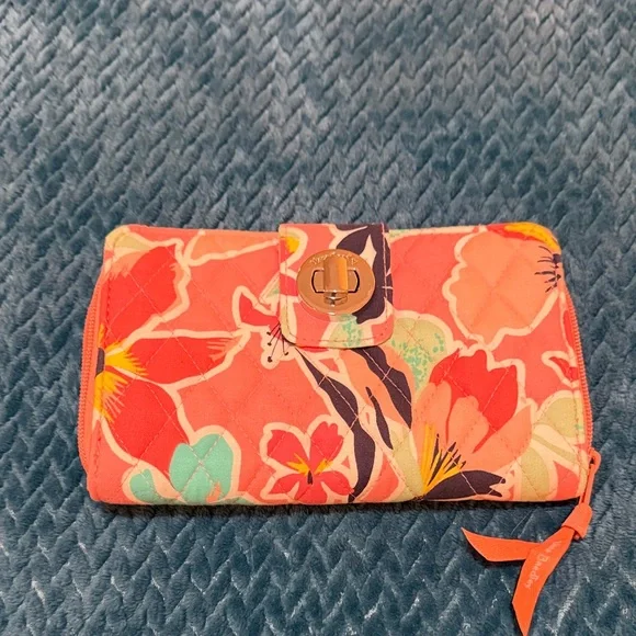 Vera Bradley Coral Floral Quilted Wallet with Turn-Lock - Picture 7 of 7